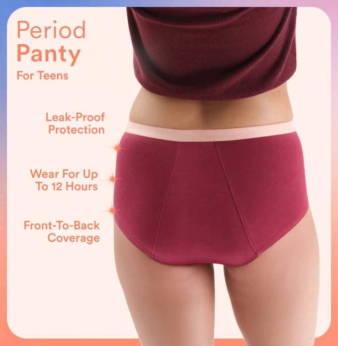 Teen Period Panty/Cotton | Mid-Rise | Cherry Berry