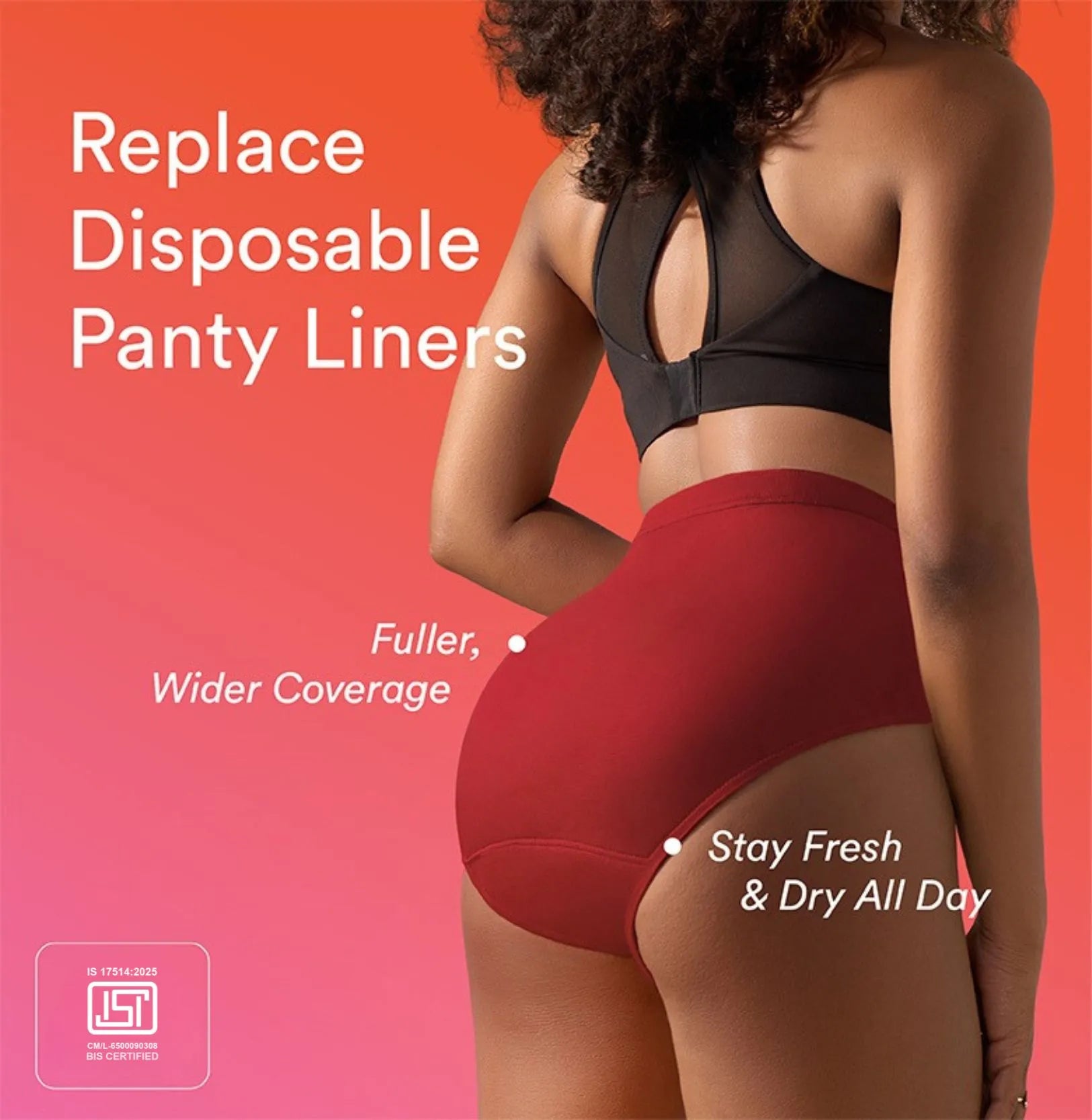 Daily Panty Liner Underwear/Cotton | Mid-Rise | Blush Red