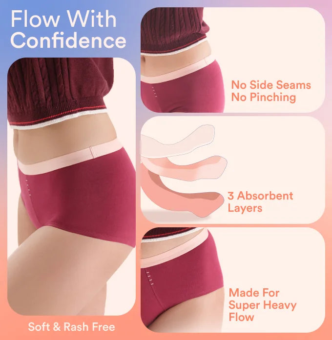 Teen Period Panty/Cotton | Mid-Rise | Cherry Berry