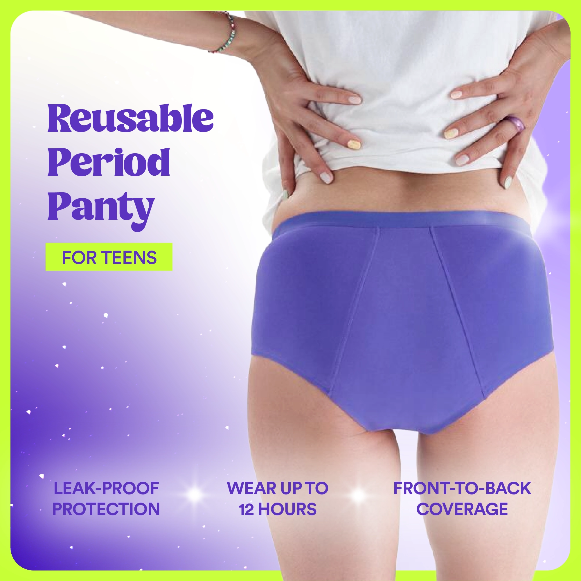 Teen Period Panty/Cotton | Mid Rise | Starry Violet