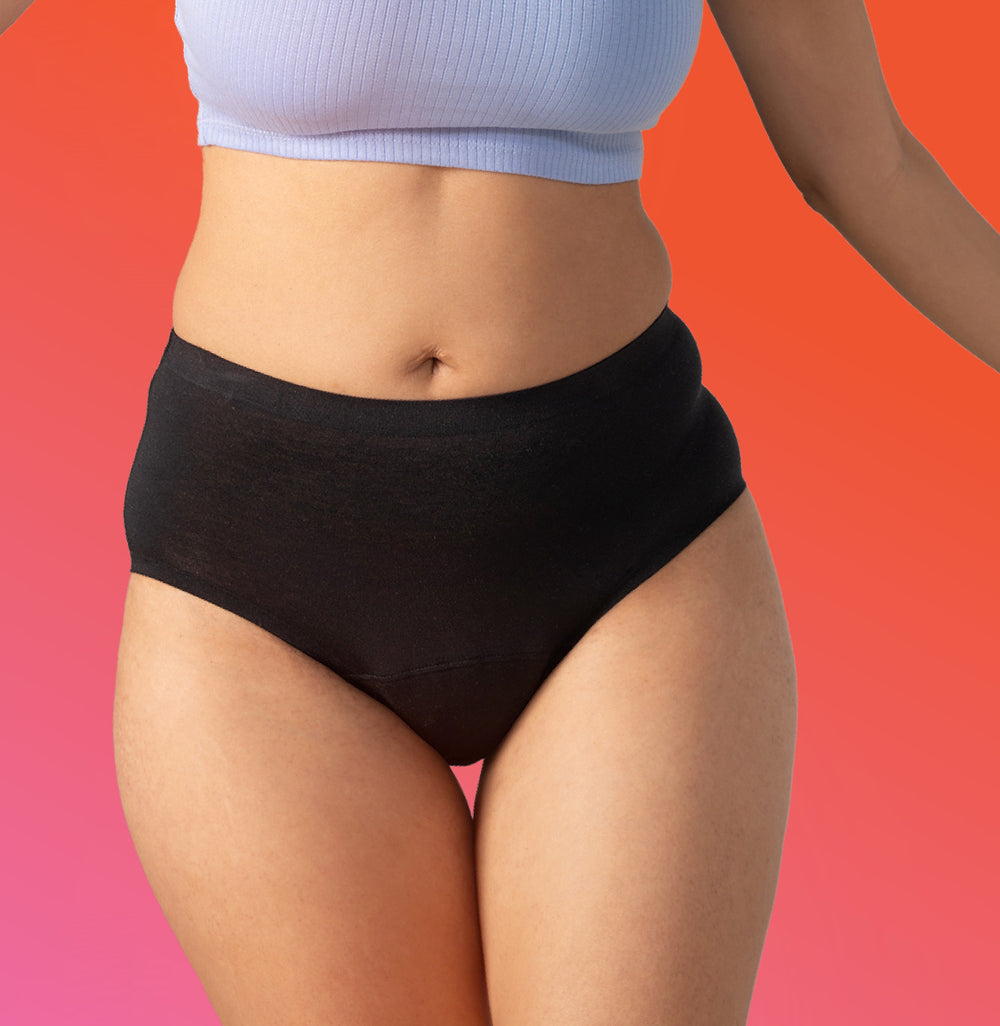 Daily Panty Liner Underwear/Modal | Mid-Rise | Black