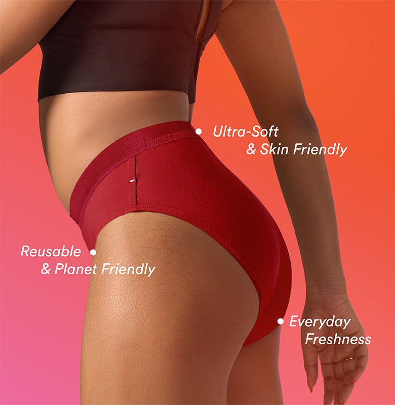 Daily Panty Liner Underwear/Cotton | Mid Rise | Blush Red