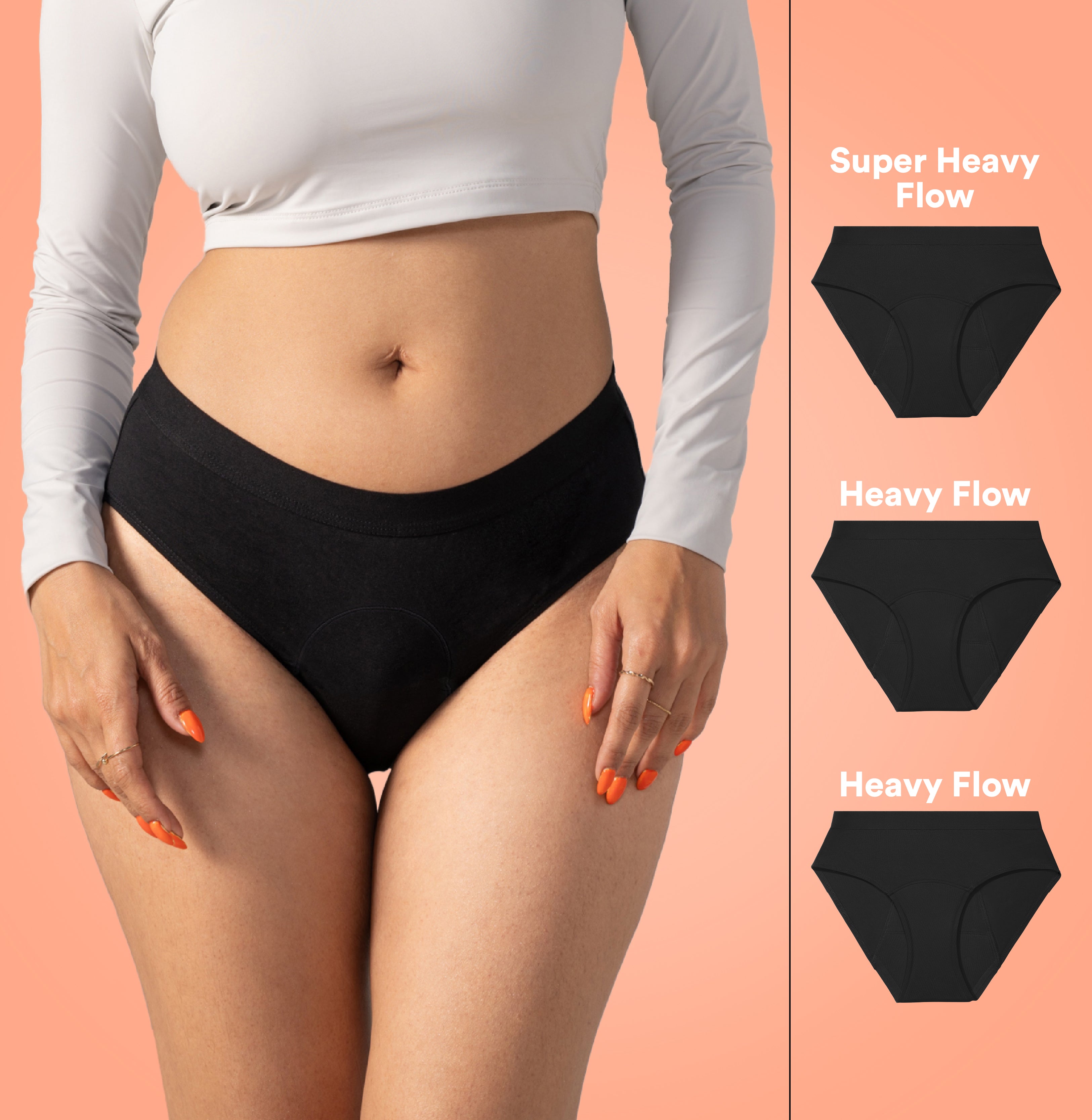 Cotton Period Panty Pack/Mid-Rise | Black | Set of 3