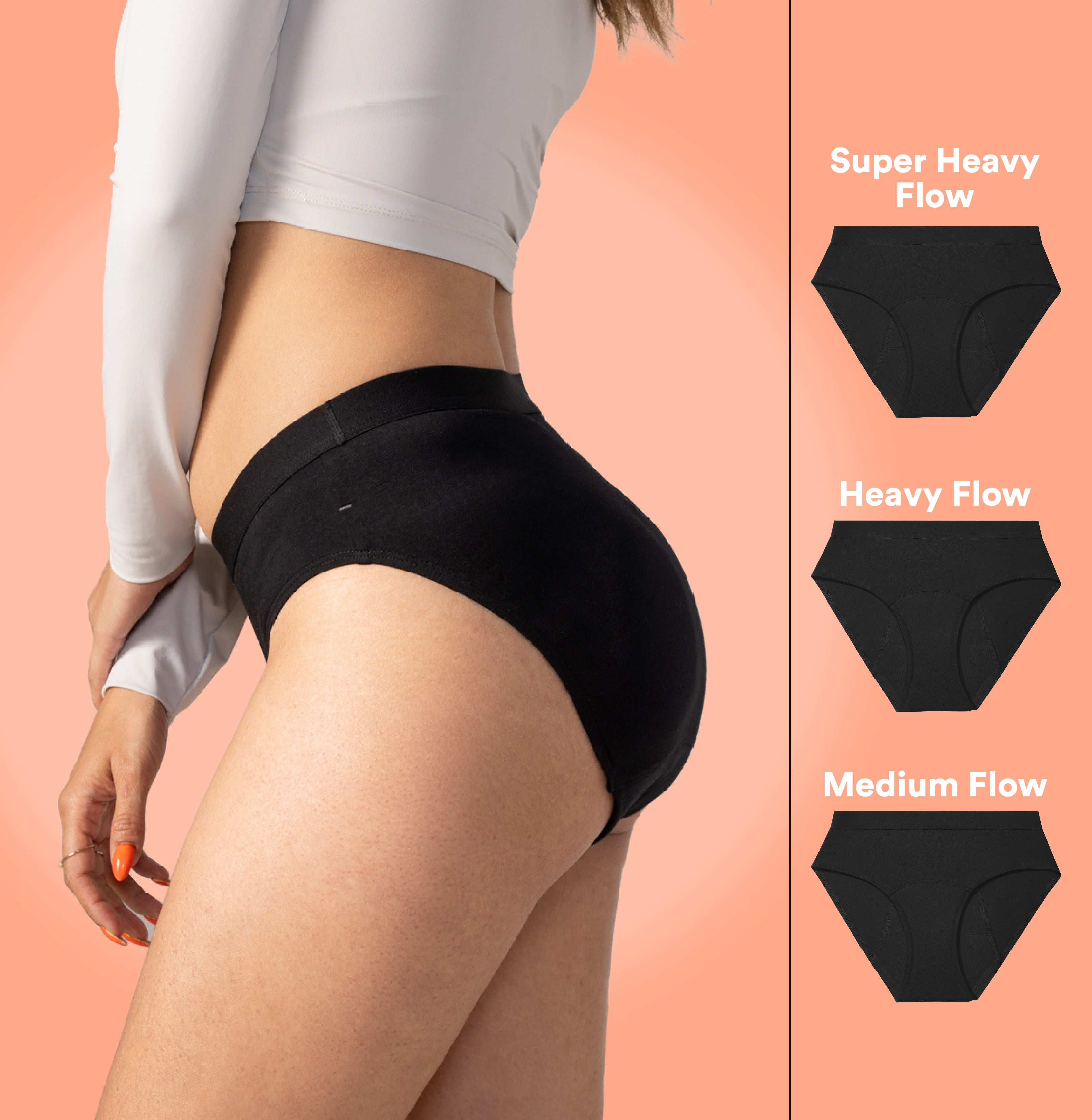 Cotton Period Panty Pack/Mid-Rise | Black | Set of 3