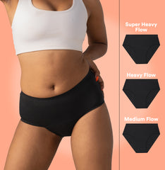 Modal Period Panty Pack/Mid-Rise | Black | Set of 3