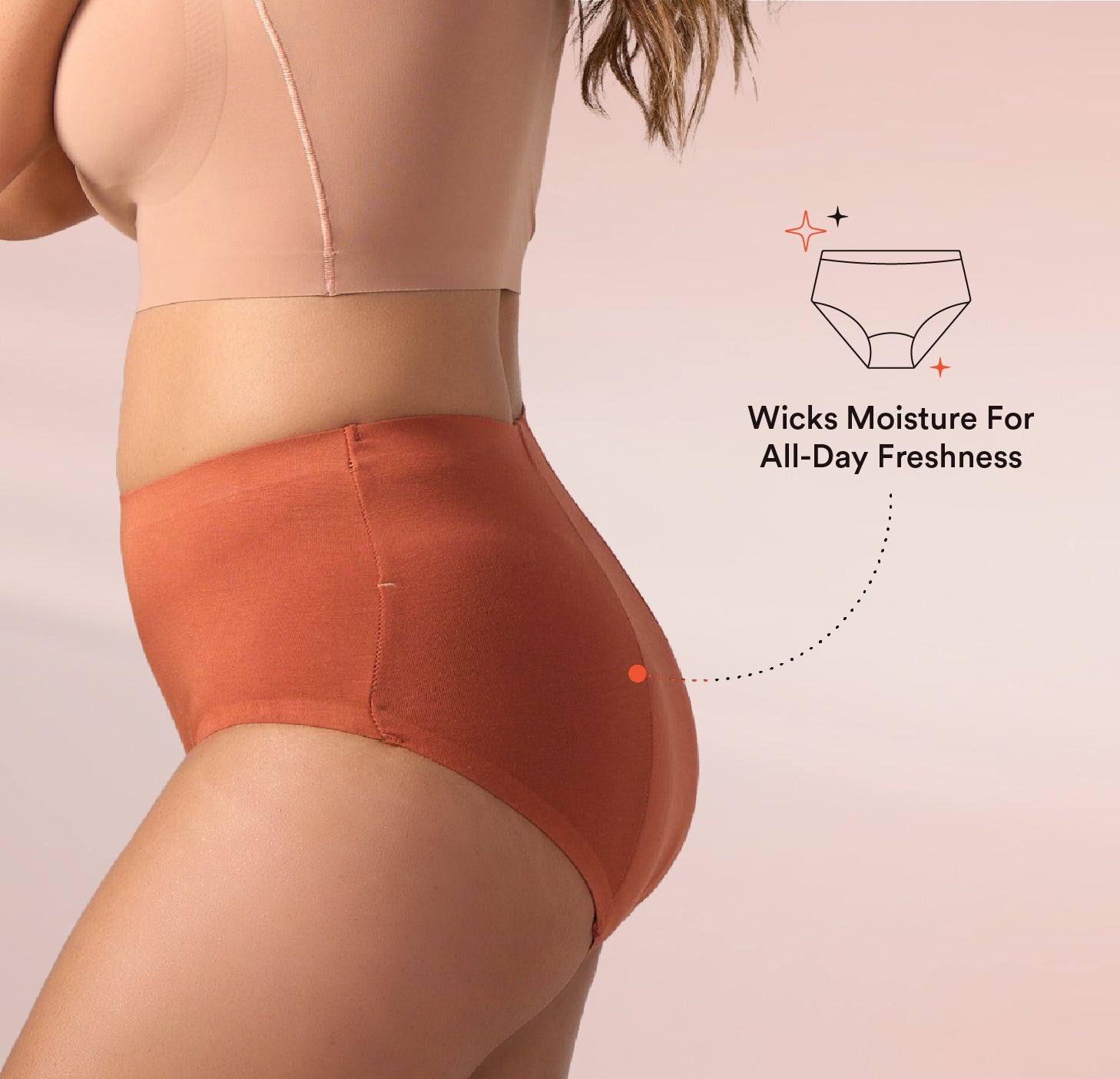 STAY DRY ABSORBENT PANTY/Modal | Mid Rise | Baked Clay