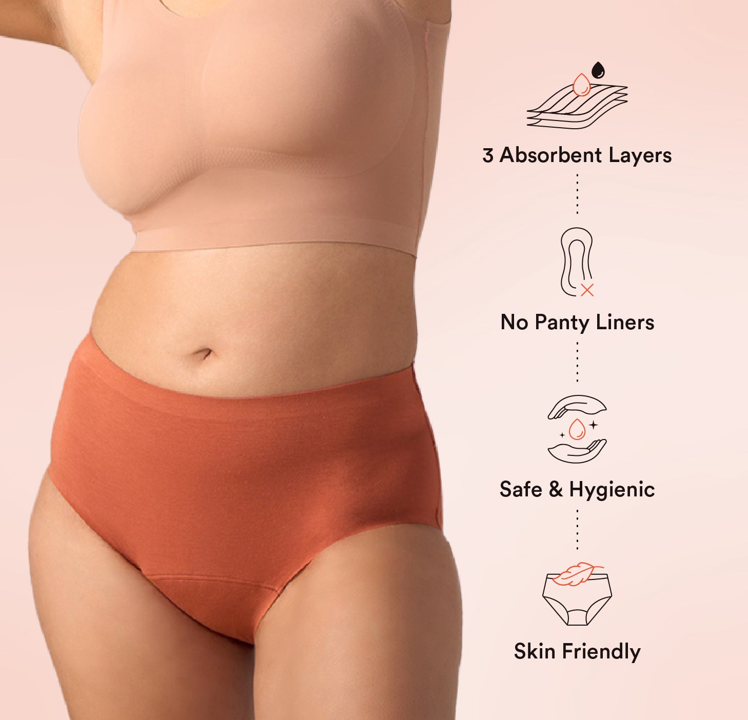 STAY DRY ABSORBENT PANTY/Modal | Mid Rise | Baked Clay