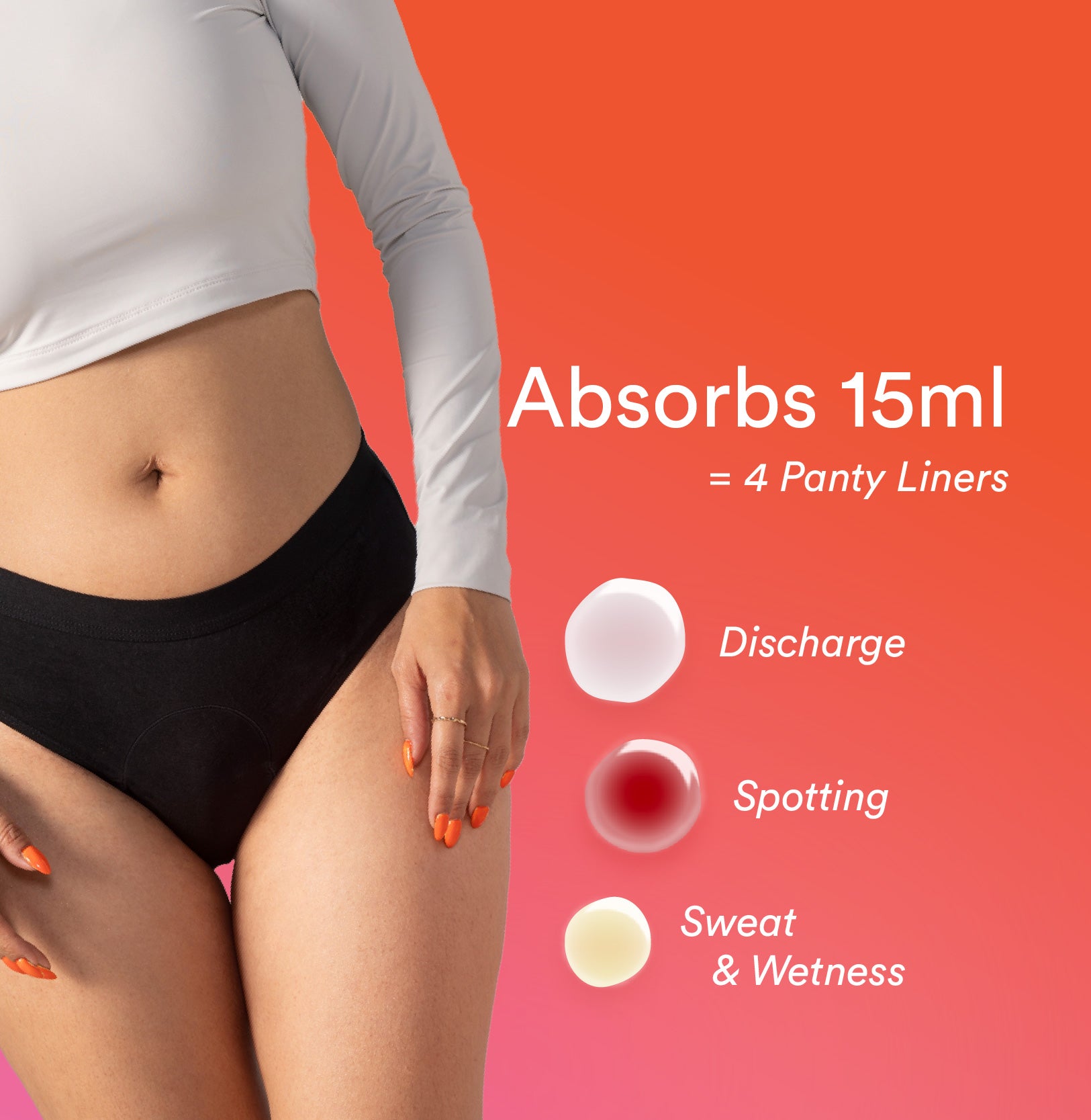 Daily Panty Liner Underwear/Cotton | Mid Rise | Black