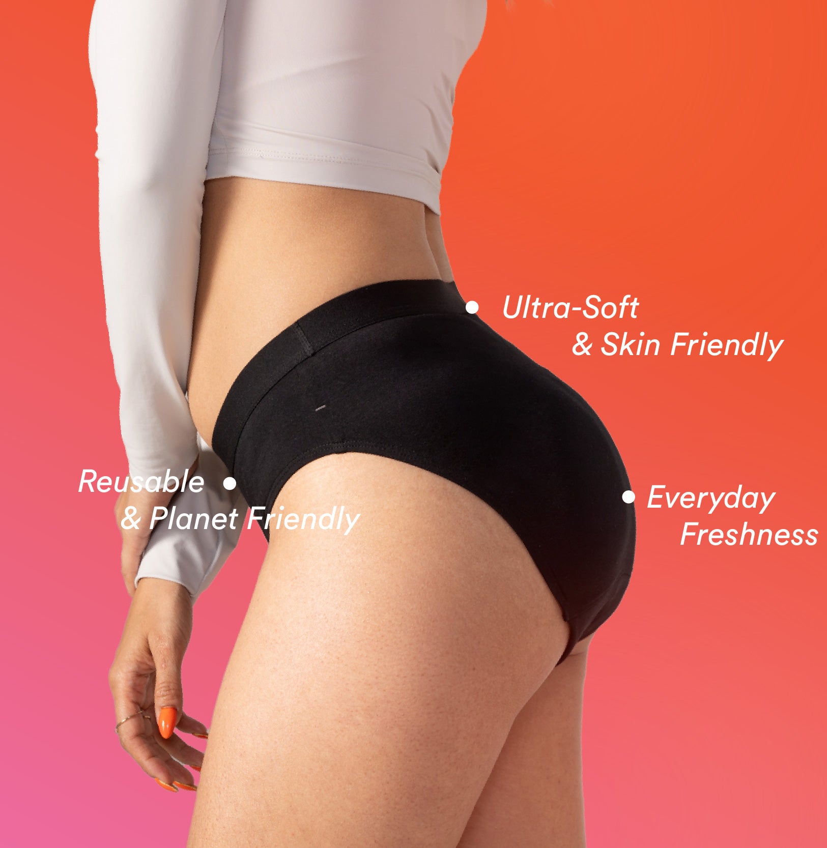 Daily Panty Liner Underwear/Cotton | Mid Rise | Black