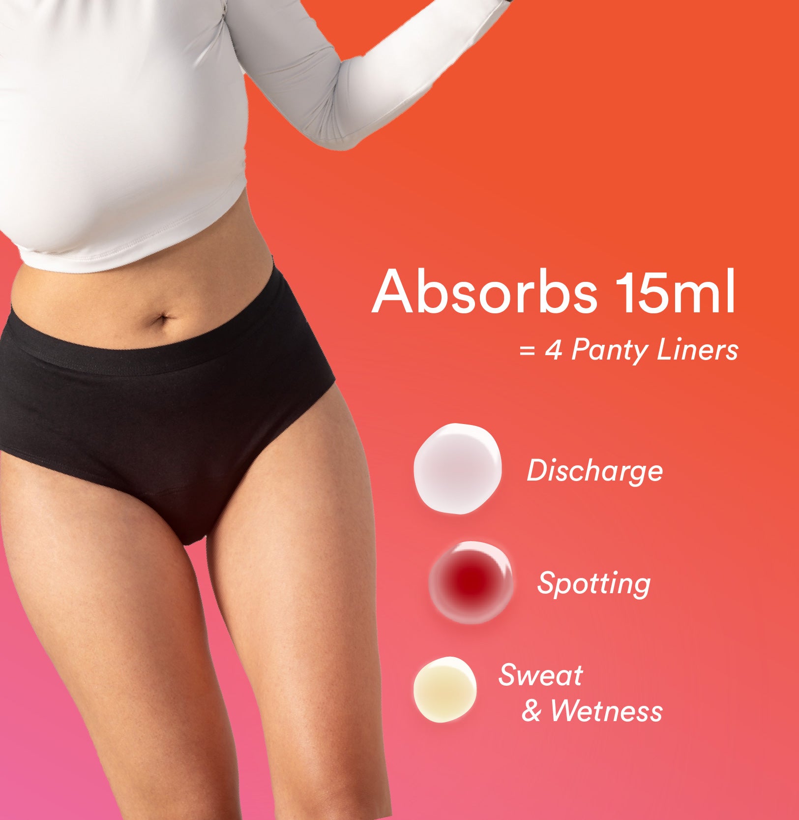 Daily Panty Liner Underwear/Cotton | High Rise | Black