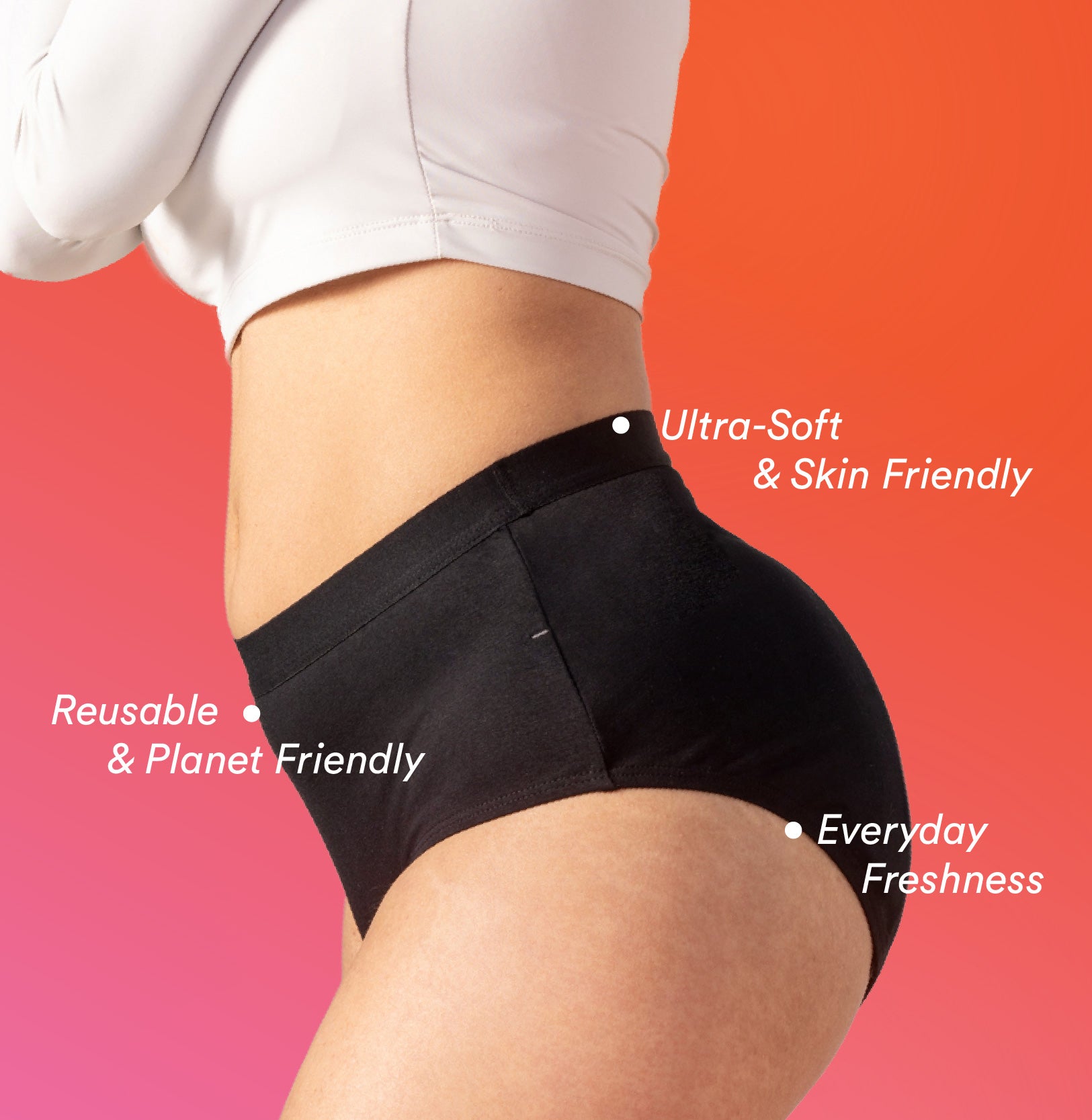 Daily Panty Liner Underwear/Cotton | High Rise | Black