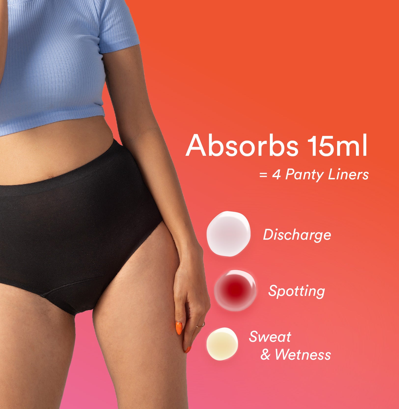 Daily Panty Liner Underwear/Modal | High Rise | Black