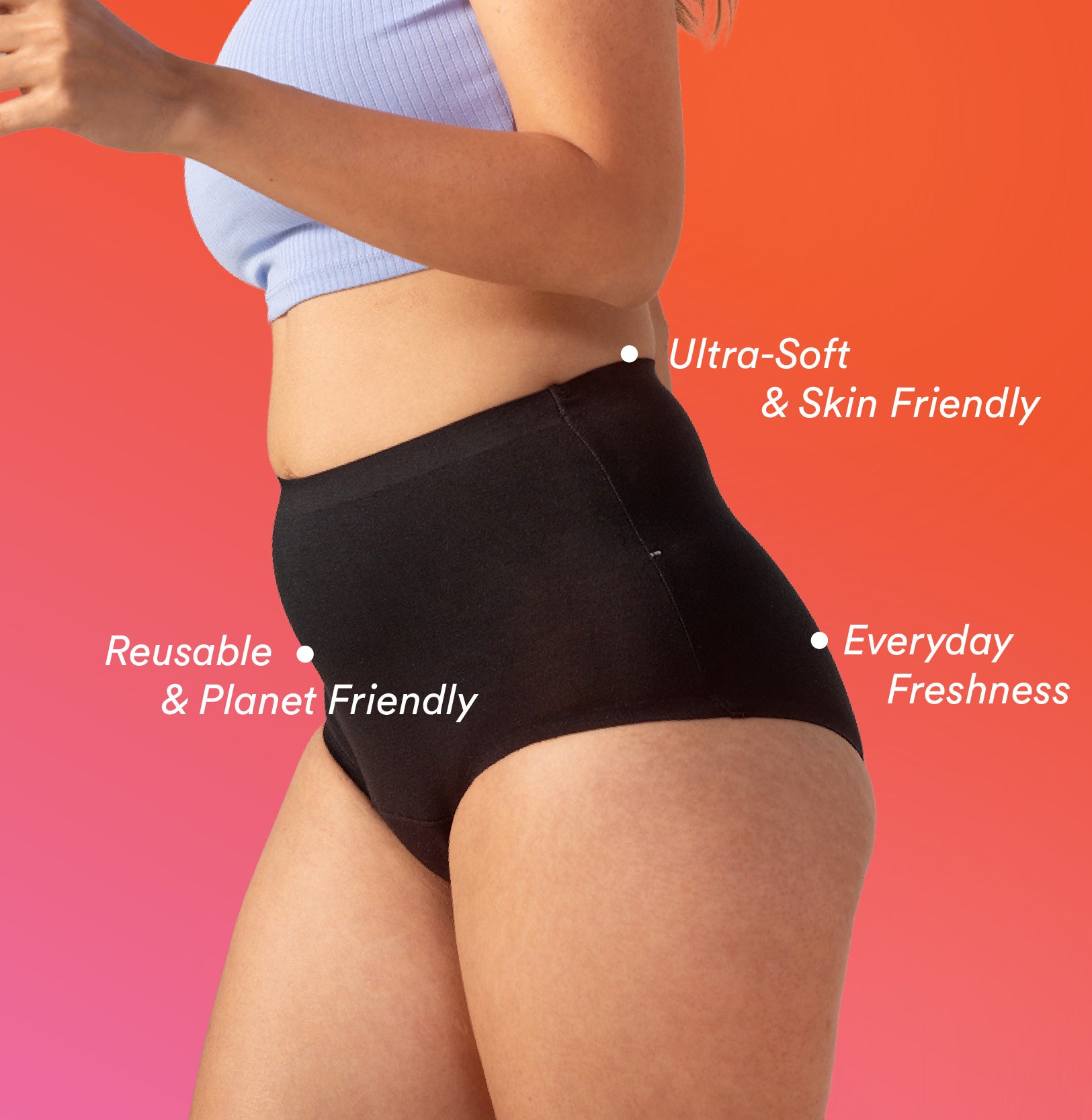 Daily Panty Liner Underwear/Modal | High Rise | Black