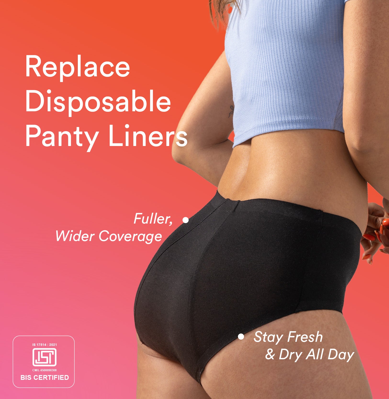 Daily Panty Liner Underwear/Modal | Mid Rise | Black