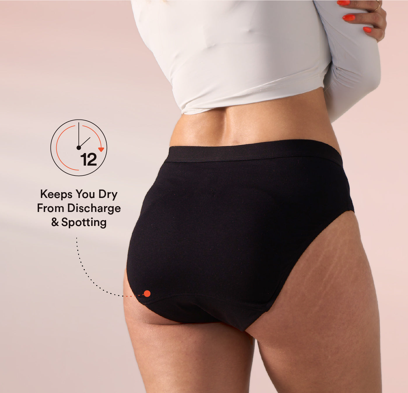 STAY DRY ABSORBENT PANTY/Cotton | Mid Rise | Black