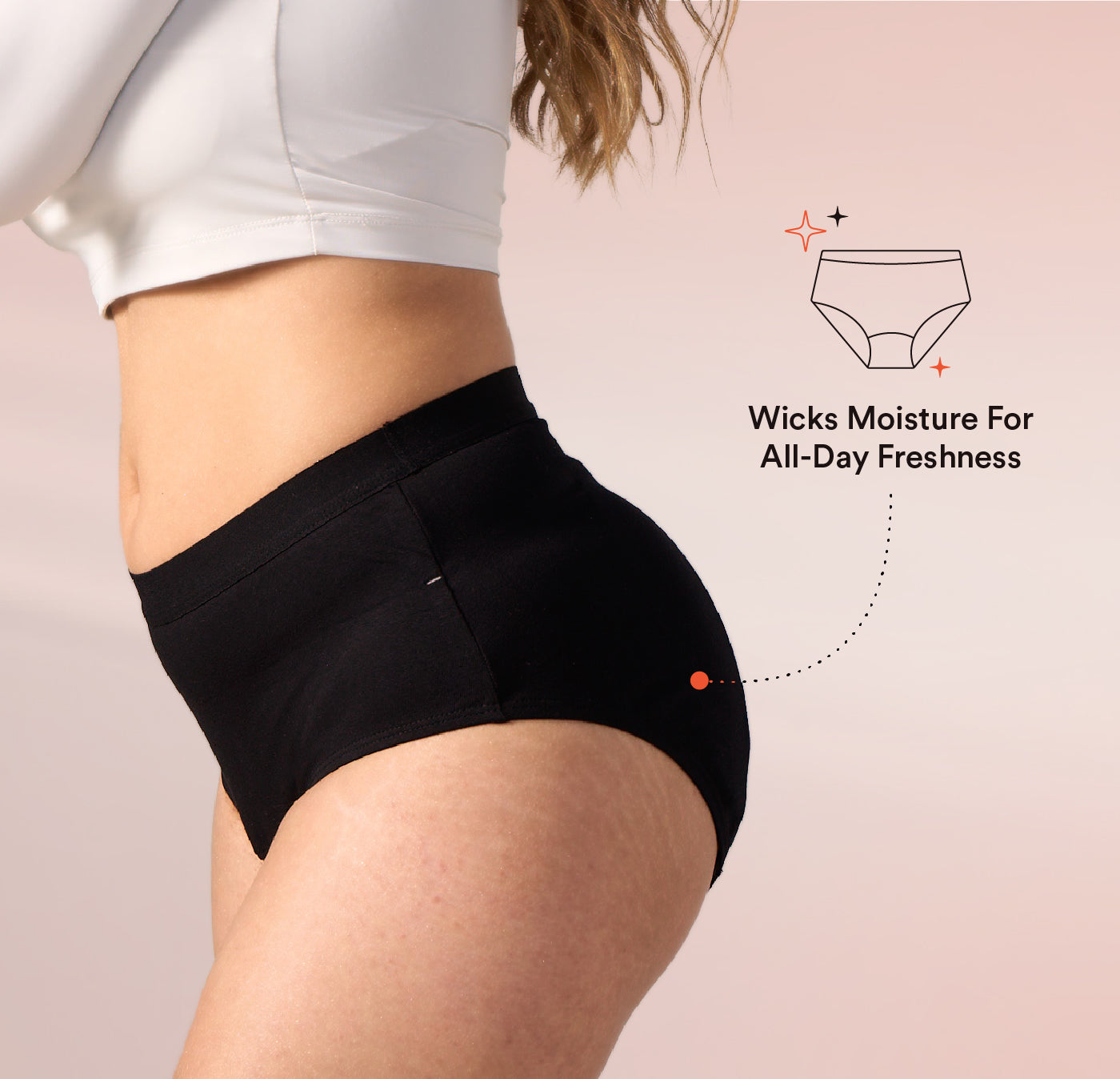 STAY DRY ABSORBENT PANTY/Cotton | Mid Rise | Black