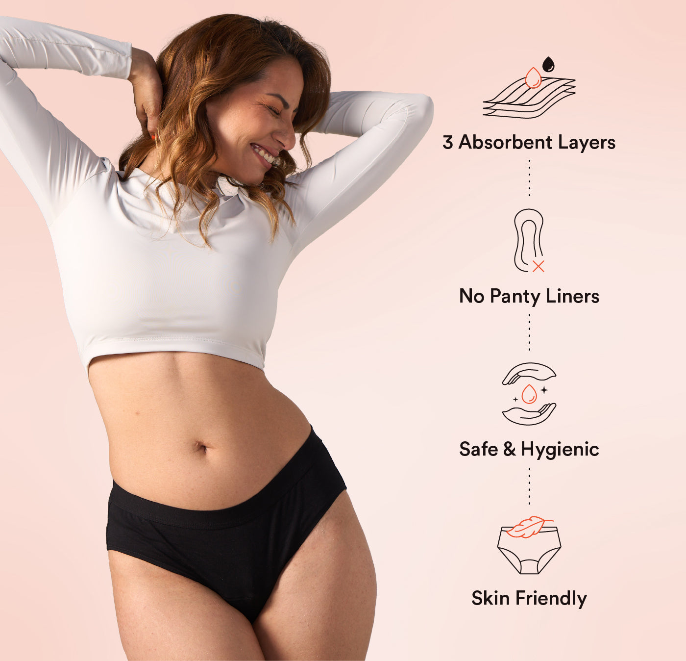 STAY DRY ABSORBENT PANTY/Cotton | Mid Rise | Black