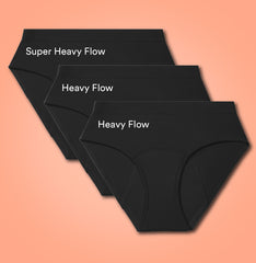 Cotton Period Panty Pack/Mid-Rise | Black | Set of 3