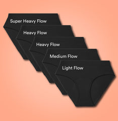 Cotton Period Panty Pack/Mid-Rise | Black |Set of 5