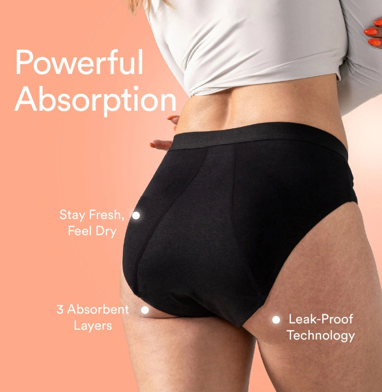 Cotton Period Panty/Mid-Rise | Black