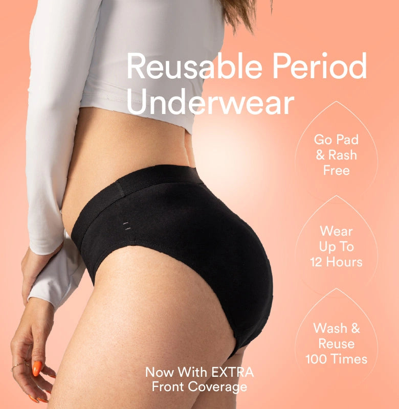 Cotton Period Panty/Mid-Rise | Black